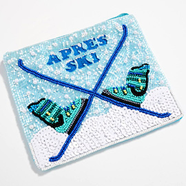 Apres Ski Seed Beaded Mini Pouch Bag
