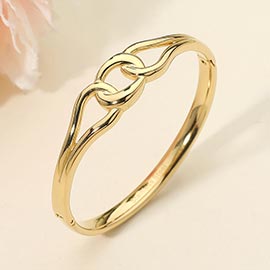 Stainless Steel Twist Link Hinged Bangle Bracelet
