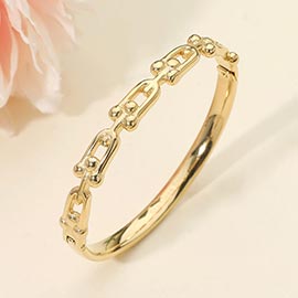 Stainless Steel Industrial Link Hinged Bangle Bracelet