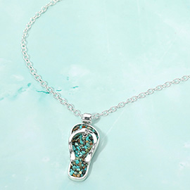 Crushed Pebble Flip Flop Pendant Necklace