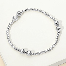 Stainless Steel Graduated Beaded Stretch Bracelet