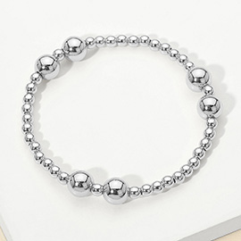Stainless Steel Graduated Beaded Stretch Bracelet