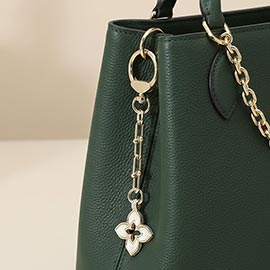 14K Gold Plated Mother of Pearl Flower Charm Drop Keychain Bag Charm