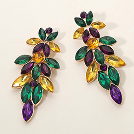 Mardi Gras Marquise Stone Cluster Embellished Cascading Drop Evening Earrings