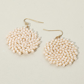 Faceted Beaded Hoop Drop Dangle Earrings