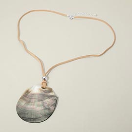 Abalone Shell Teardrop Pendant Long Necklace