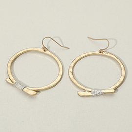 Minimal Wrapped Hammered Metal Bar Hoop Earrings