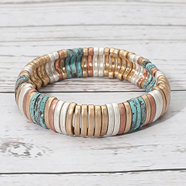 Metal Ribbed Stretch Bracelet