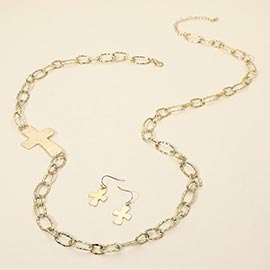 Metal Cross Link Chain Long Necklace