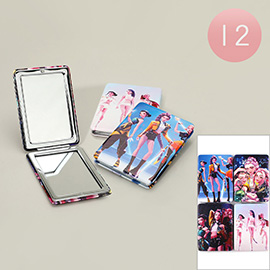 12PCS - Kpop Demon Hunters HUNTRIX Character Printed Cosmetic Mirrors