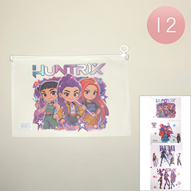 12PCS - Kpop Demon Hunters HUNTRIX Character Printed Zipper Document Pouch