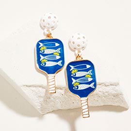 Sardine Pickleball Paddle Dangle Earrings