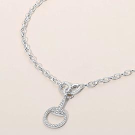 Rhinestone Paved Horseshoe Accent Necklace