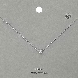 Minimal Round Stone Bezel Pendant Necklace