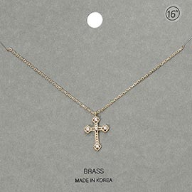 Rhinestone Accent Cross Pendant Necklace