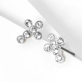 Crystal Cross Stud Earrings