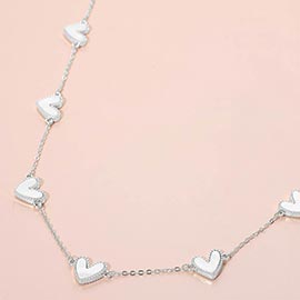 Mother of Pearl Heart Charm Station Necklace