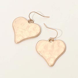 Hammered Metal Heart Dangle Earrings