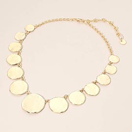 Hammered Metal Disc Link Chain Necklace