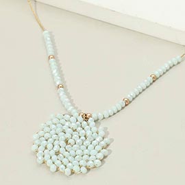 Round Beaded Pendant Statement Necklace