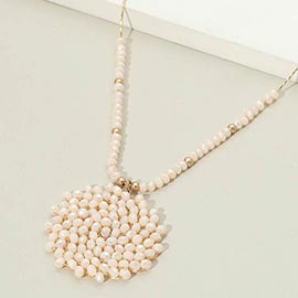 Round Beaded Pendant Statement Necklace
