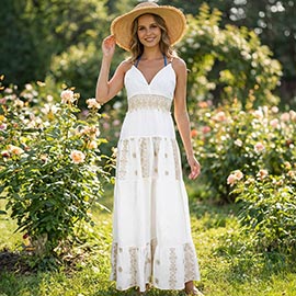 Boho Embroidered Maxi Dress