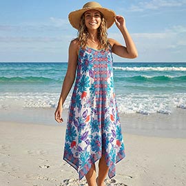 Boho Floral Print Sleeveless Beach Maxi Dress