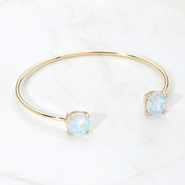 Faceted Round Stone Cluster Tip Cuff Bracelet