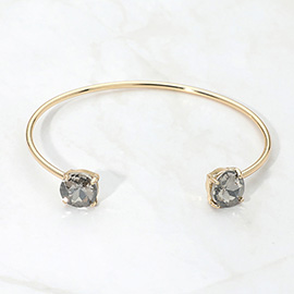 Faceted Round Stone Cluster Tip Cuff Bracelet