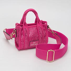 Rhinestone Studded Mini Top Handle Crossbody Bag