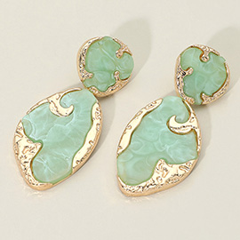 Textured Metal Frame Abstract Celluloid Acetate Drop Dangle Statement Earrings