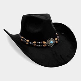 Beaded Western Concho Band Cowboy Hat