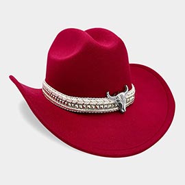 Steer Head Studded Accent Band Cowboy Hat