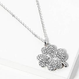 Stone Paved Clover Pendant Necklace