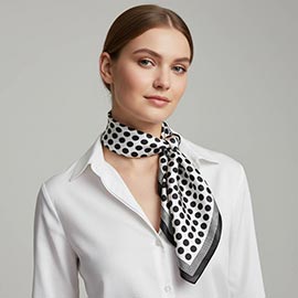 Polka Dot Printed Square Silky Satin Bandana Scarf