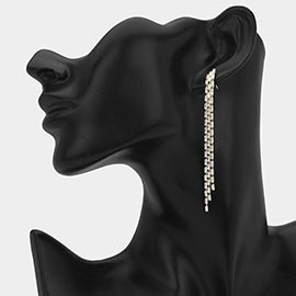 Rhinestone Pave Linear Drop Fringe Evening Earrings
