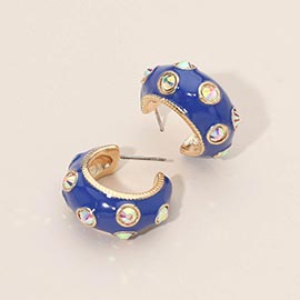 Chunky Pearl Embellished Enamel Hoop Earrings