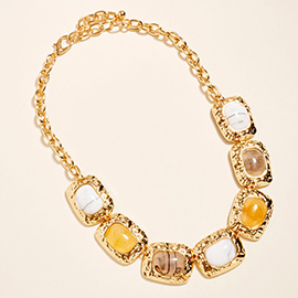 CaboChon Accent Plate Link Statement Necklace