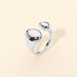 SECRET BOX_Stainless Steel Asymmetrical Dome Wrap Adjustable Ring