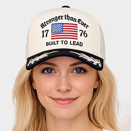 Stronger Than Ever 1776 American USA Flag Leaf Embroidered Baseball Cap