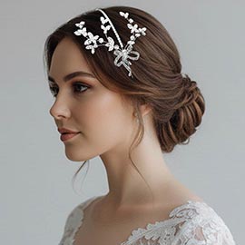 Bridal Floral Vine Stone Cluster Headpiece Headband