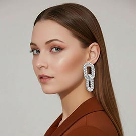 Bold Twisted Metal Link Drop Statement Earrings