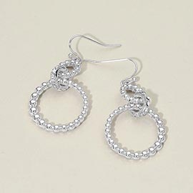 Stone Pave Linked Metal Beaded Circle Drop Earrings