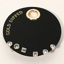 SECRET BOX_Gold Dipped 3Pairs Minimal Stud Earring Set