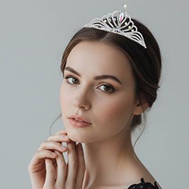 Marquise Stone Center Rhinestone Pave Princess Tiara