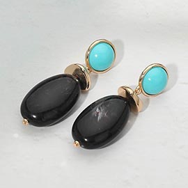Marbled Oval Resin Pebble Drop Earrings