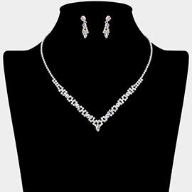 Marquise Stone Cluster Rhinestone Paved V Shape Necklace