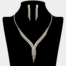 Rhinestone Paved Fringe Statement Necklace