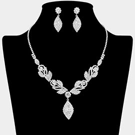 Rhinestone Paved Marquise Drop Necklace