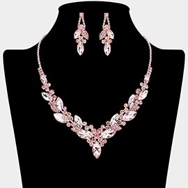 Marquise Stone Cluster Embellished Necklace